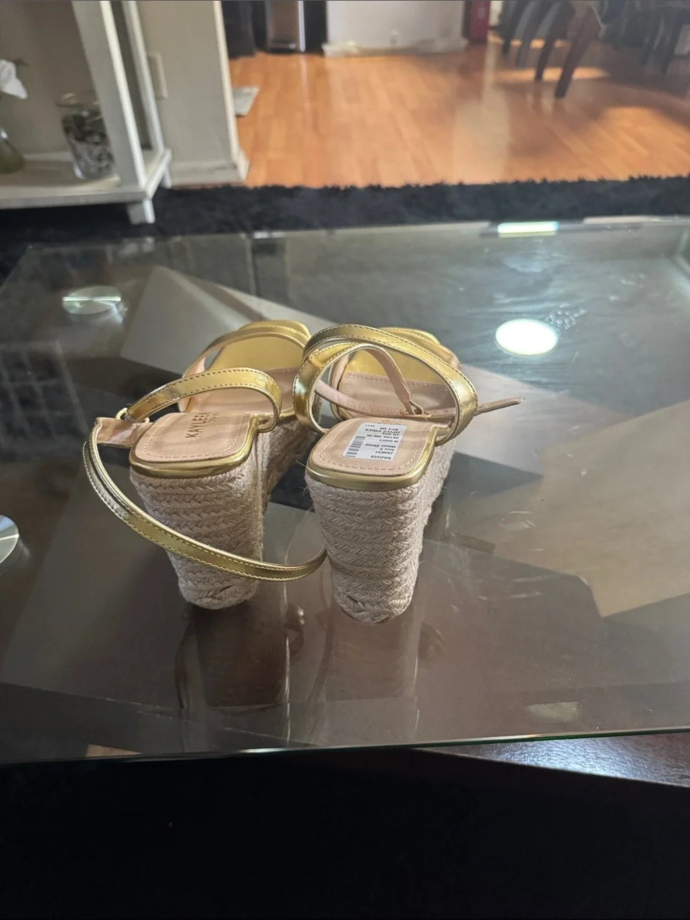 Kayleen Collections Gold Metallic Espadrille Platform Sandals